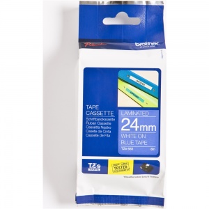 Brother TZ-555 White On Blue Tape -  24mm