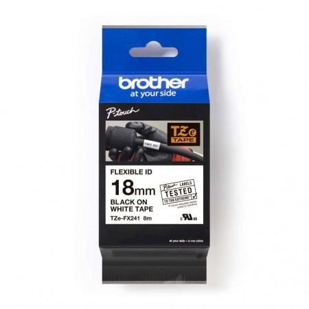 Brother TZ-FX241 Black On White Tape -  18mm