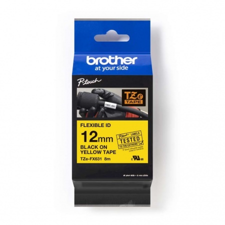 Brother TZ-FX631 Black On Yellow Tape -  12mm