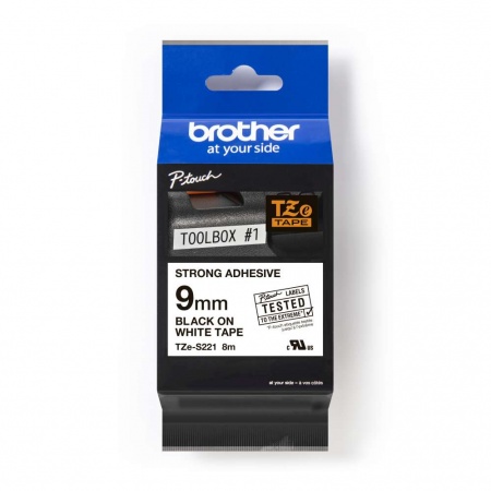Brother TZ-s221 Black On White Tape -  9mm