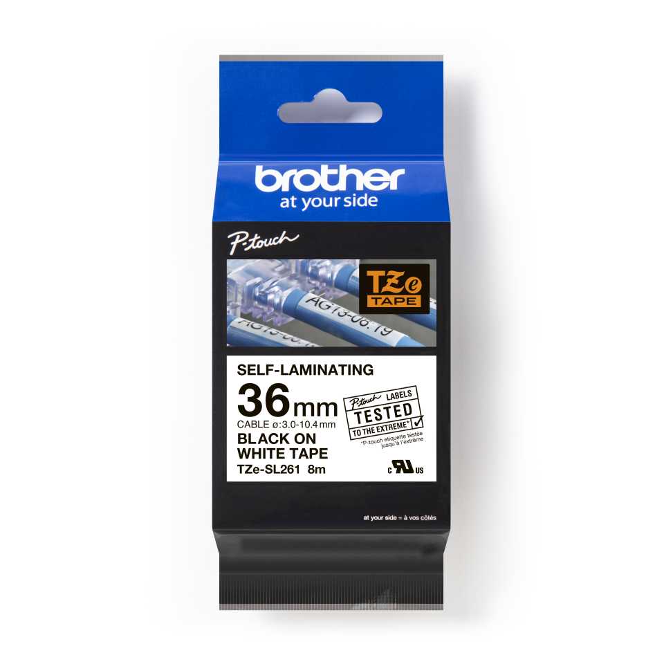 Brother Pro Tape TZe-SL261 Self laminating cable tape - Black on